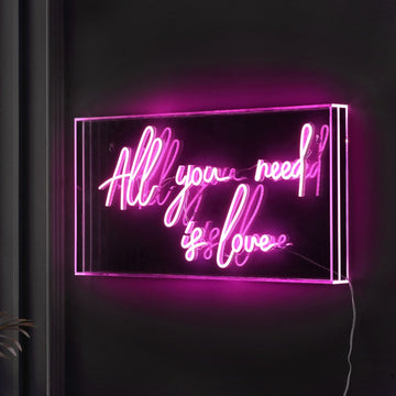 All You Need Is Love 23.63" X 11.75" Contemporary Glam Acrylic Box USB Operated LED Neon Light - JONATHAN Y